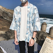 Men’s Japanese Kimono Jacket – Printed Streetwear Cardigan Coat
