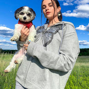 Oversized Butterfly Rhinestone Zip Hoodie – Women’s 90s E-Girl Streetwear Jacket