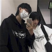 Men’s Gothic Lightning Print Hoodie – Streetwear Oversized Fleece Sweatshirt