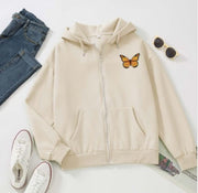 Butterfly Gothic Zip Hoodie – Women’s Streetwear Sweatshirt Jacket Top