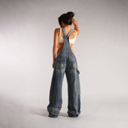 Women’s Y2K Denim Overalls – Loose Streetwear Jumpsuit with Zipper & Pockets