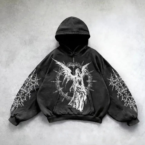 Hooded Printed Hip Hop Y2G Streetwear Sweatshirt – Unisex Pullover Hoodie