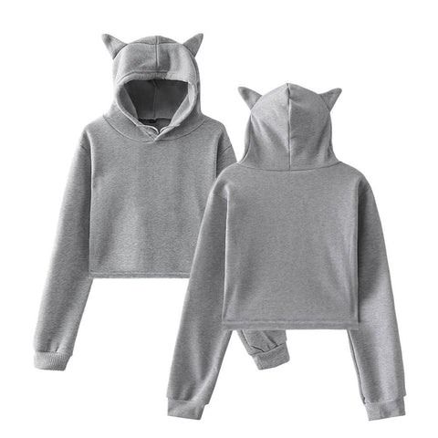 Women’s Cropped Hoodie – Streetwear Pullover Sweatshirt Long Sleeve Spring Top