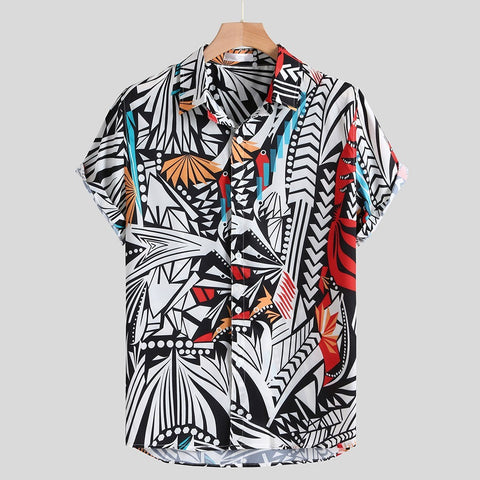 Men’s Hawaiian Shirt – Casual Summer Streetwear Button-Up