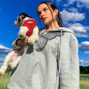 Oversized Butterfly Rhinestone Zip Hoodie – Women’s 90s E-Girl Streetwear Jacket