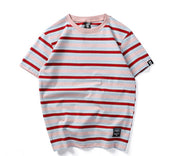 Men’s Harajuku Striped T-Shirt – Casual Short Sleeve Hip Hop Streetwear Top