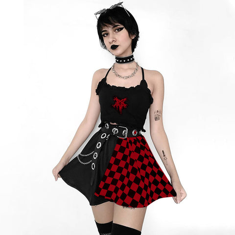 Women’s Gothic Plaid A-Line Mini Skirt – Harajuku Streetwear Skirt