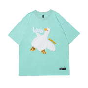 Unisex Oversized Streetwear T-Shirt – Cartoon Duck Graphic Tee