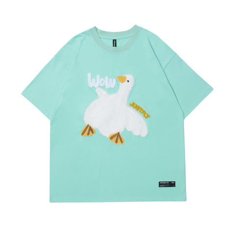Unisex Oversized Streetwear T-Shirt – Cartoon Duck Graphic Tee