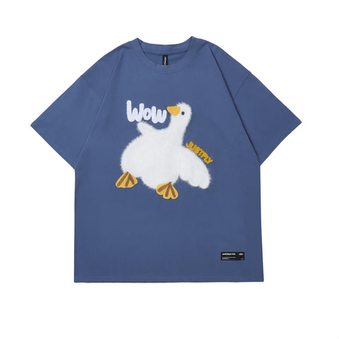 Unisex Oversized Streetwear T-Shirt – Cartoon Duck Graphic Tee