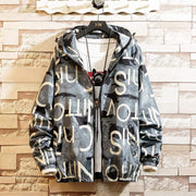Men’s Casual Hooded Streetwear Coat – Printed Lightweight Jacket