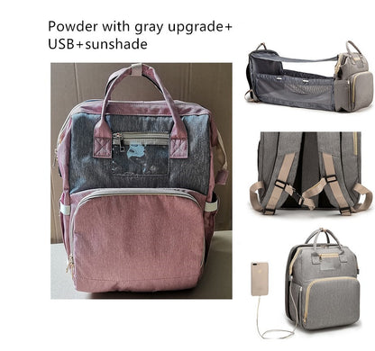 USB Charging Version Mommy Bed Backpack Folding Large Capacity Multi-function - Globentra
