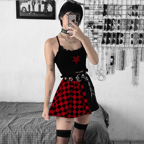 Women’s Gothic Plaid A-Line Mini Skirt – Harajuku Streetwear Skirt