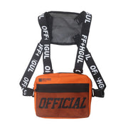 Unisex Black Streetwear Chest Rig Bag Vest Style Waist Pack