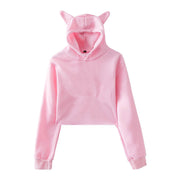 Women’s Cropped Hoodie – Streetwear Pullover Sweatshirt Long Sleeve Spring Top