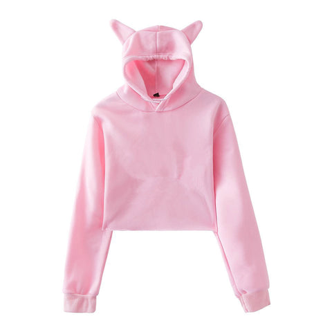 Women’s Cropped Hoodie – Streetwear Pullover Sweatshirt Long Sleeve Spring Top