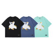 Unisex Oversized Streetwear T-Shirt – Cartoon Duck Graphic Tee