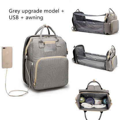 USB Charging Version Mommy Bed Backpack Folding Large Capacity Multi-function - Globentra