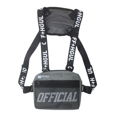 Unisex Black Streetwear Chest Rig Bag Vest Style Waist Pack