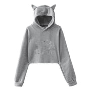 Women’s Cropped Hoodie – Streetwear Pullover Sweatshirt Long Sleeve Spring Top