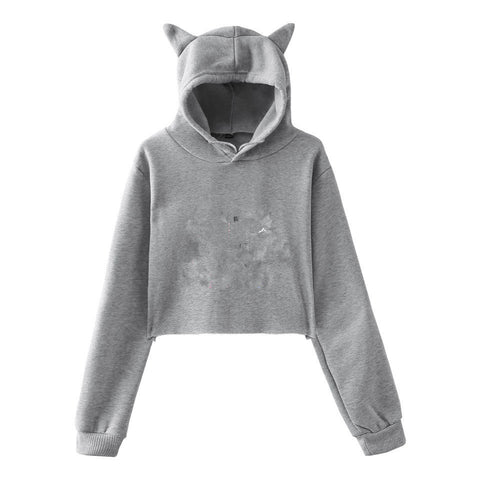 Women’s Cropped Hoodie – Streetwear Pullover Sweatshirt Long Sleeve Spring Top