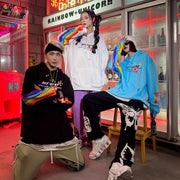 Men’s Rainbow Butterfly Hoodie – Hip Hop Streetwear Colorful Pullover Sweatshirt