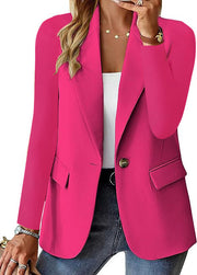 Women’s Casual Lapel Suit Jacket – Long Sleeve Button Blazer Top
