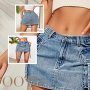 Women’s Y2K Denim Mini Skirt – Low Rise Vintage 90s Streetwear Club Skirt