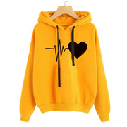 Women’s Heart Print Hoodie – Streetwear Long Sleeve Sweatshirt for Spring & Autumn