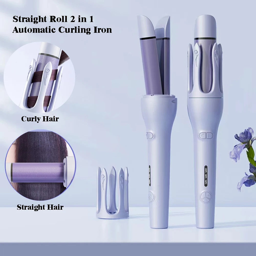 New 2 In 1 Automatic Hair Curler Straightener - Globentra