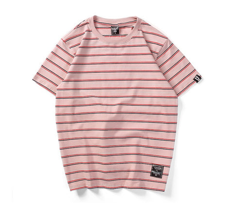 Men’s Harajuku Striped T-Shirt – Casual Short Sleeve Hip Hop Streetwear Top