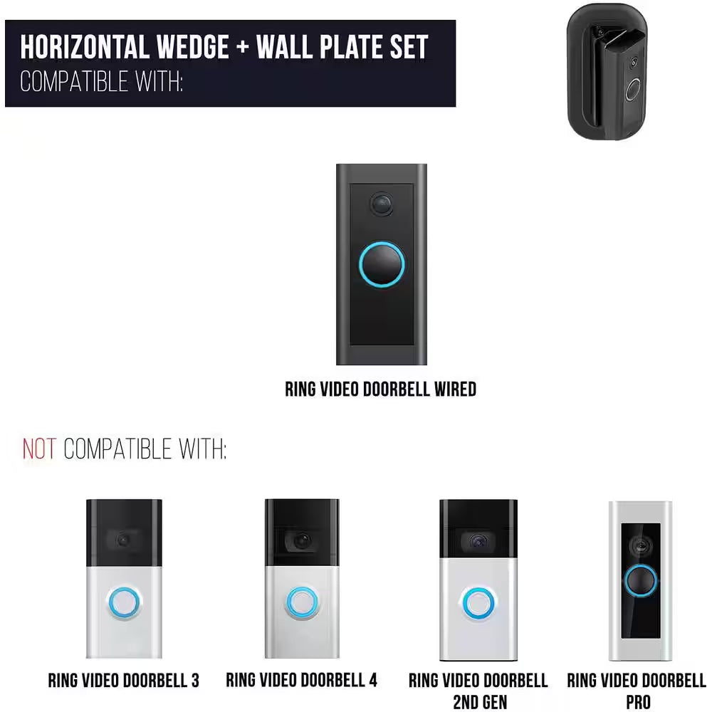 Horizontal Adjustable Angle Mount and Wall Plate for Ring Video Doorbell Wired - Globentra