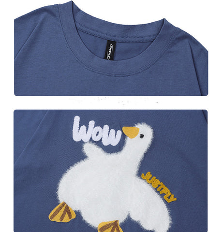 Unisex Oversized Streetwear T-Shirt – Cartoon Duck Graphic Tee