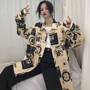 Oversized Streetwear Print Shirt – Vintage Jacket Style Top
