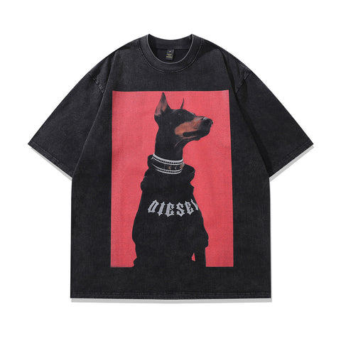 Unisex Oversized Streetwear T-Shirt – Doberman Dog Graphic Tee
