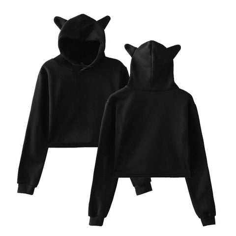 Women’s Cropped Hoodie – Streetwear Pullover Sweatshirt Long Sleeve Spring Top