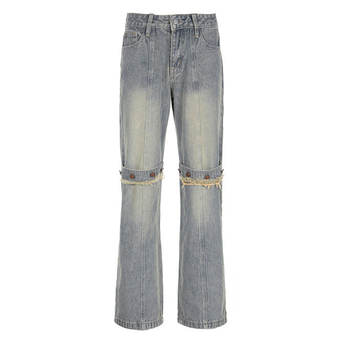 Women’s Y2K Baggy Wide-Leg Jeans – Vintage Washed Streetwear Denim Pants
