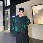 Men’s Floral Streetwear Shirt – Hip Hop Party Casual Button-Up Top