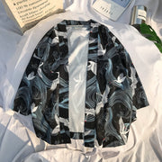 Men’s Japanese Kimono Jacket – Printed Streetwear Cardigan Coat