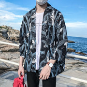 Men’s Japanese Kimono Jacket – Printed Streetwear Cardigan Coat