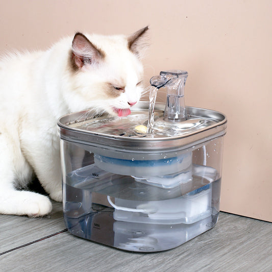 Pet Cat Dog Stainless Steel Automatic Circulation Water Dispenser Intelligent Fountain Pets Accessories - Globentra