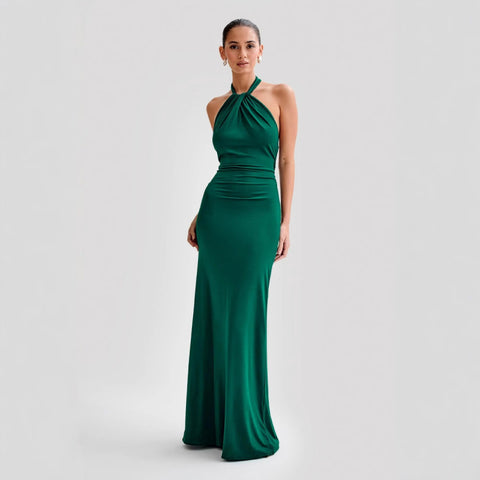 Women’s Sexy Halter Bodycon Dress – Backless Slim Fit Maxi Party Dress