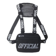 Unisex Black Streetwear Chest Rig Bag Vest Style Waist Pack