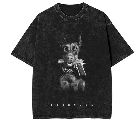 Unisex Oversized Streetwear T-Shirt – Doberman Dog Graphic Tee