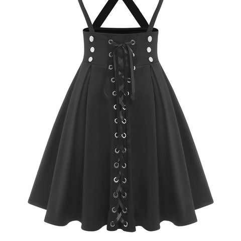 Wipalo Plus Size Gothic Skirt – Women’s 3XL Casual Black Streetwear Skirt