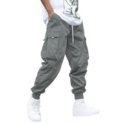 Men’s Multi-Pocket Cargo Pants – Hip-Hop Streetwear Drawstring Trousers