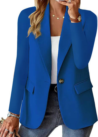 Women’s Casual Lapel Suit Jacket – Long Sleeve Button Blazer Top