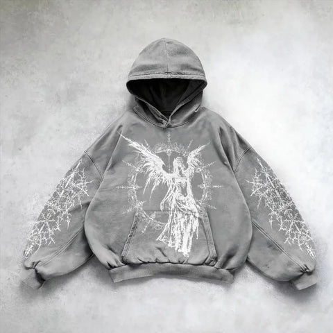 Hooded Printed Hip Hop Y2G Streetwear Sweatshirt – Unisex Pullover Hoodie