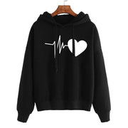 Women’s Heart Print Hoodie – Streetwear Long Sleeve Sweatshirt for Spring & Autumn
