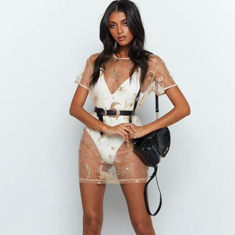 Women’s Floral Bodycon Dress – Streetwear Elastic Party Mini Dress